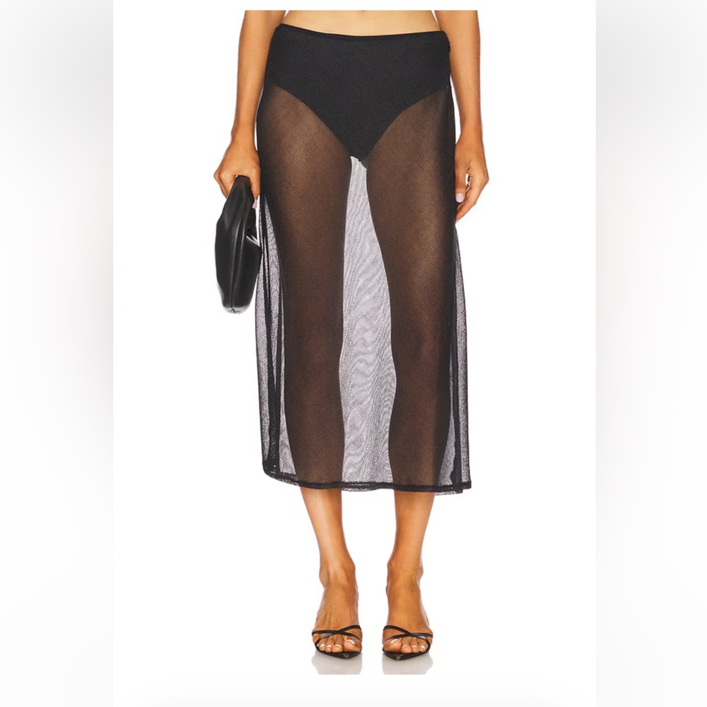 Sheer Black Midi Mesh Skirt
